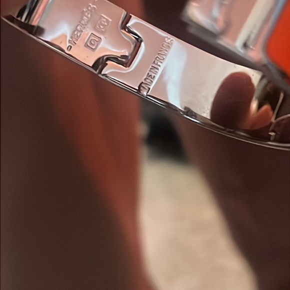 Authentic-Hermes Click Clack bracelet silver/orange - Picture 8 of 9